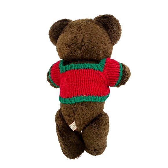 R. Dakin 1973 Vtg Teddy Bear Christmas Sweater Brown 16.5” Moveable Head Limbs - Picture 6 of 14